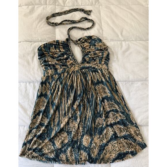 Vintage Y2K T Bags Los Angeles Keyhole Halter Top Babydoll Flowy Boho Sz S Teal - Picture 1 of 8